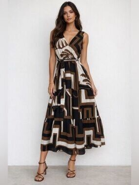 CIVICO 51 Italian Maxi Dress Tropical Cotton Made in Italy US Size M (Italian L)
